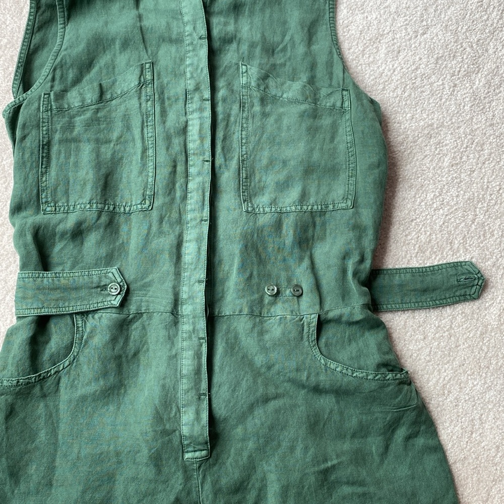 NWOT YFB Hudson Sleeveless Linen Blend Utility Romper Large Beach Coastal Romper - Picture 5 of 9